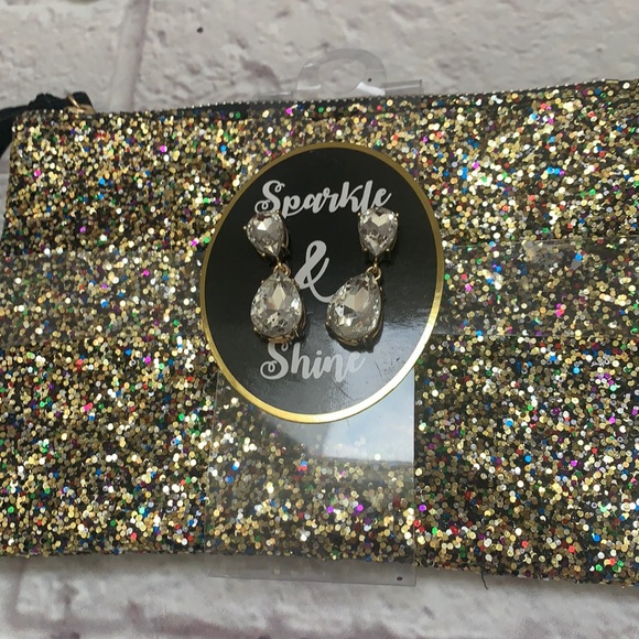 Sparkle bag accessories clutch & matching earrings - Picture 3 of 5